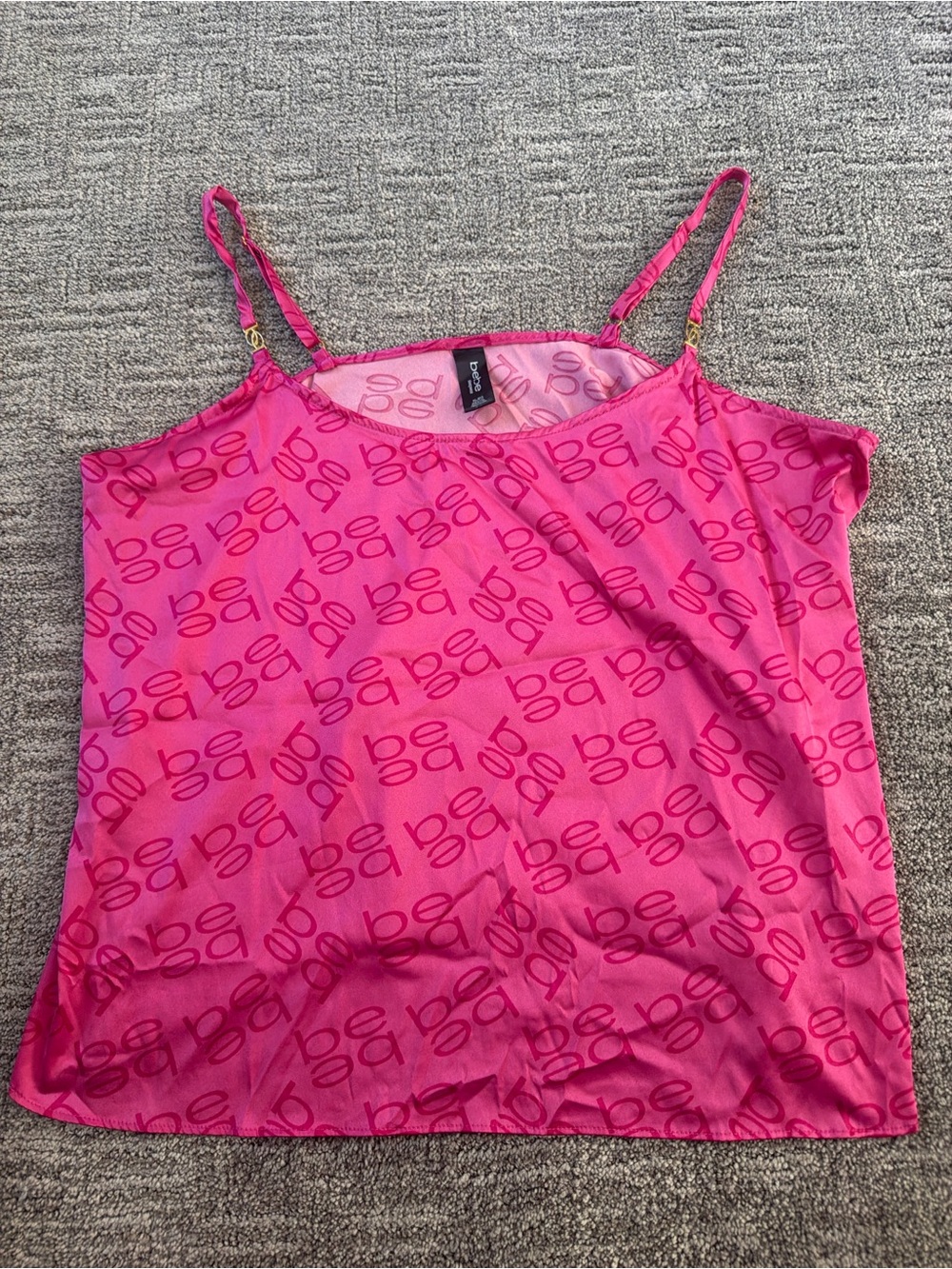 Vintage thrifted bebe Hot Pink Logo Satin Camisole